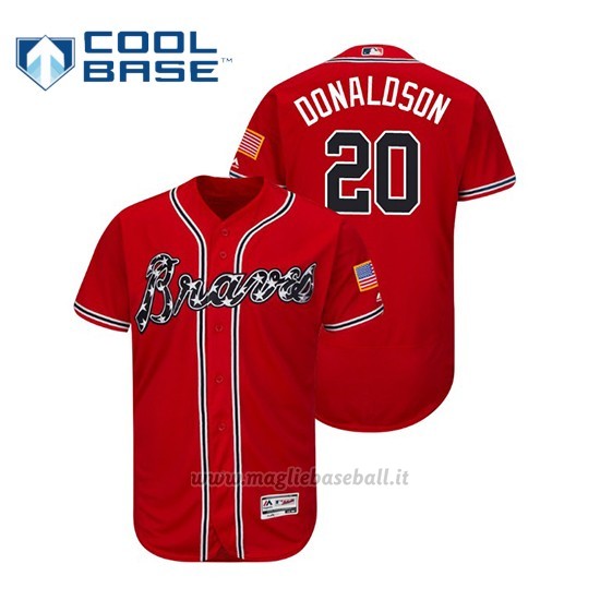 Maglia Baseball Uomo Atlanta Braves Josh Donaldson Flex Base Autentico Collezione Alternato Rojo